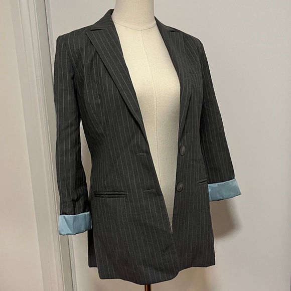 Tristan and Iseut Blazer Size 4 Lined Blue Gray Ladies Women Work Office - Picture 5 of 13